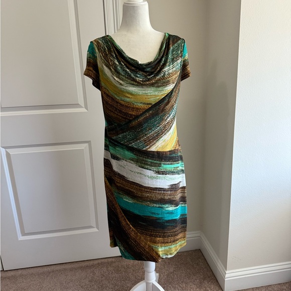 Rabbit Rabbit Rabbit Designs Abstract Cowl Neck Stretch Dress Size 12 - Picture 10 of 10